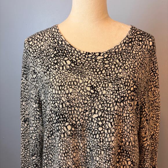 Dana Buchman Knit Sweater Women's Tan Bubble Snakeskin Back Zip Top - Picture 3 of 5